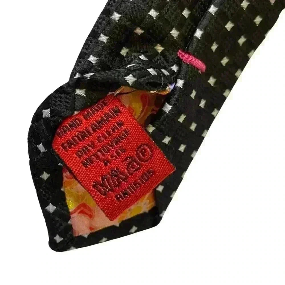 SPARKS John Sparks men’s neck tie black white silver dot handmade 100% polyester - Picture 3 of 9